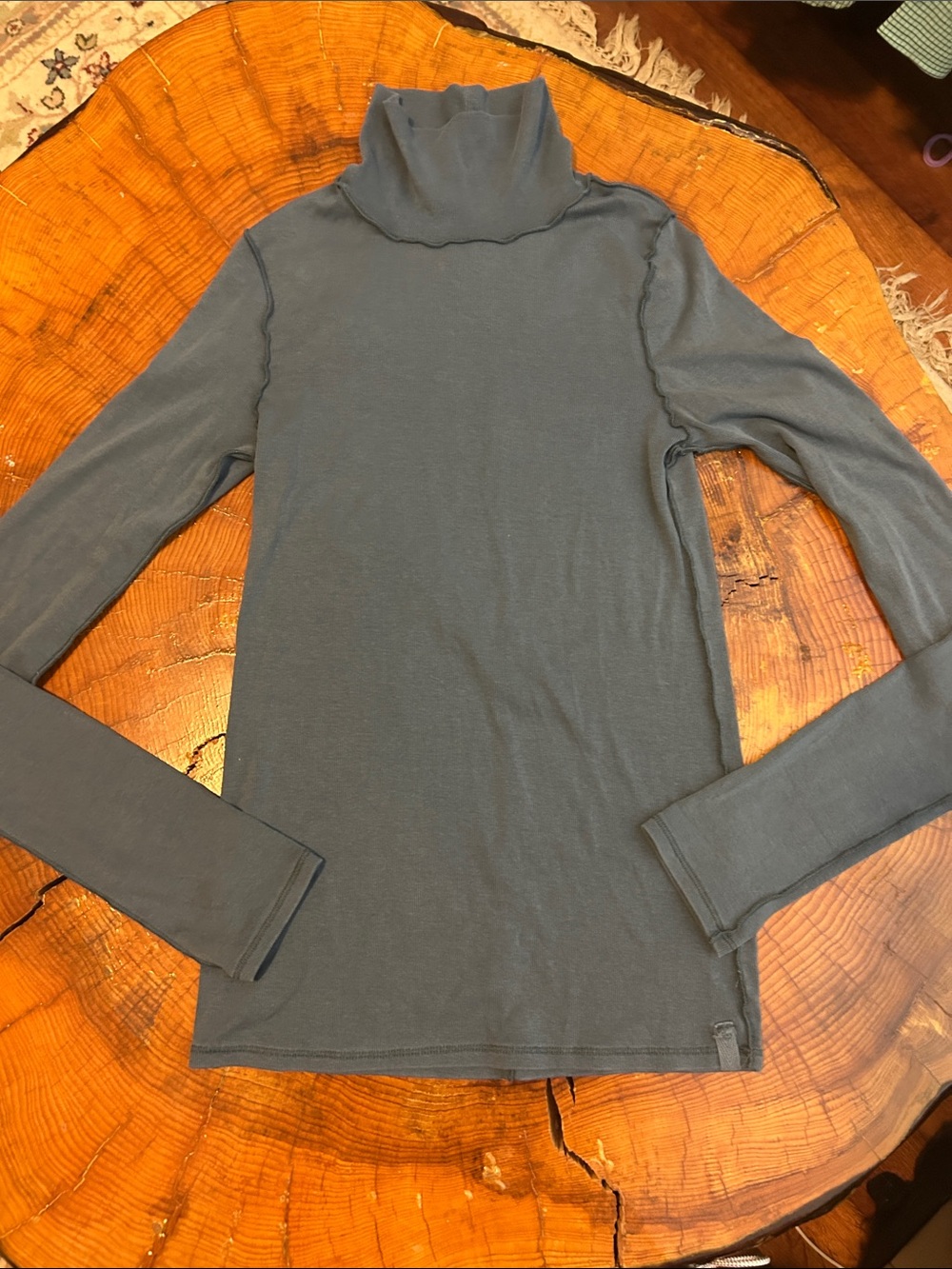 We The Free Classic Lightweight Turtleneck Top in Slate Blue Small Free People
